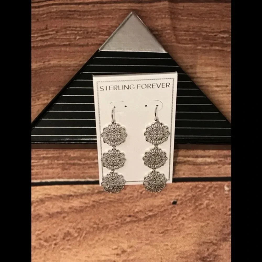 Sterling Forever Filigree Disk Dangle Earrings - Picture 7 of 7